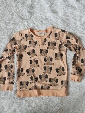 Mini Rodini Peach Elephant Print Kids Sweatshirt 7/8